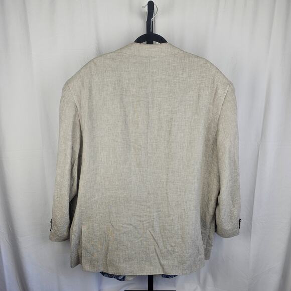 Oak Hill 3XL Linen Blend Blazer Tan Blue Paisley Lining Made in Vietnam - Picture 5 of 5